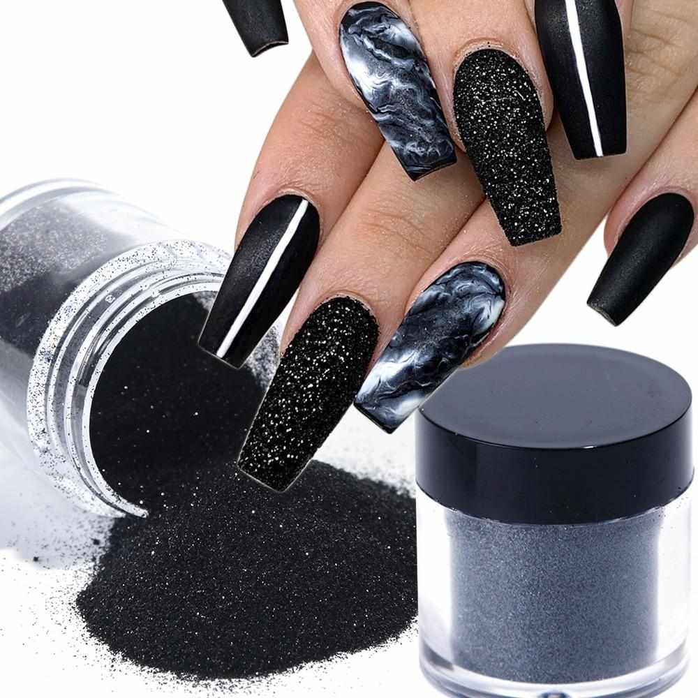 1 Box Black White Nail Glitter Dipping Powder Shiny Pigment Dust Laser Sugar Nail Art Sequins Glitters Decorations Manicure TRMN