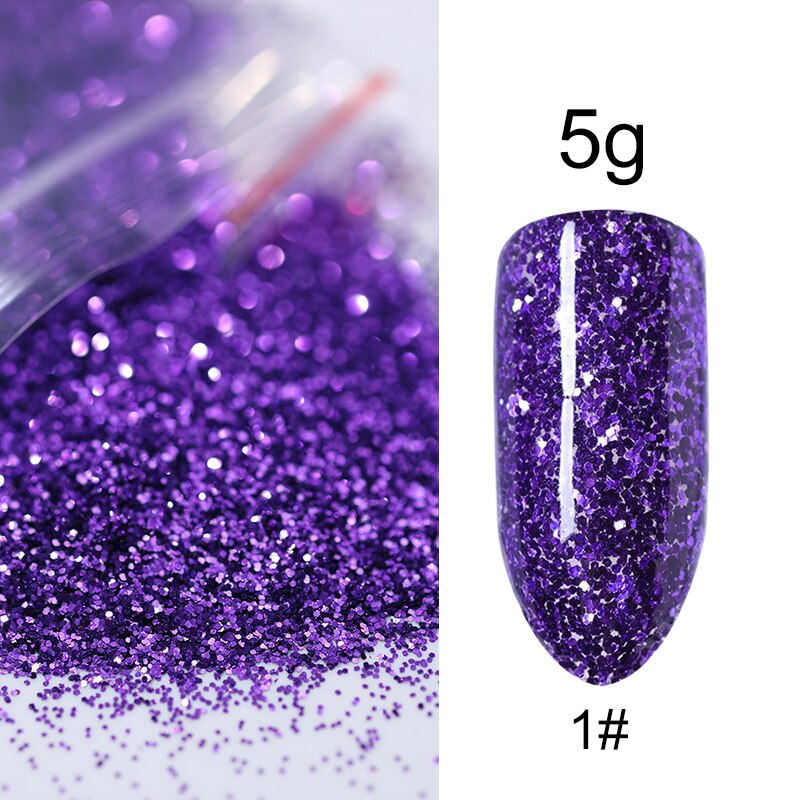 5g/Bag Glitter Nail Powder for DIY Nail Art Decoration Purple Blue Silver Nail Pigment Dust Tips Shining Shimmer Manicure