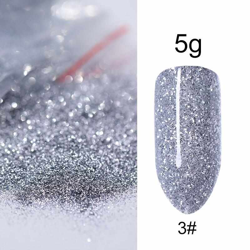 5g/Bag Glitter Nail Powder for DIY Nail Art Decoration Purple Blue Silver Nail Pigment Dust Tips Shining Shimmer Manicure