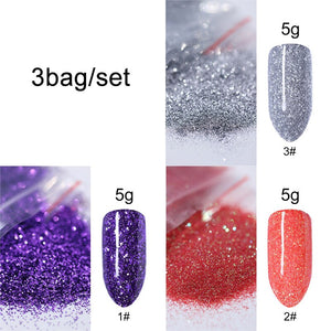 5g/Bag Glitter Nail Powder for DIY Nail Art Decoration Purple Blue Silver Nail Pigment Dust Tips Shining Shimmer Manicure