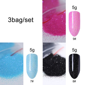 5g/Bag Glitter Nail Powder for DIY Nail Art Decoration Purple Blue Silver Nail Pigment Dust Tips Shining Shimmer Manicure