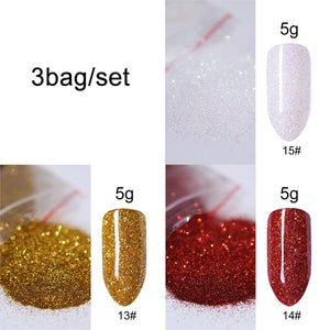 5g/Bag Glitter Nail Powder for DIY Nail Art Decoration Purple Blue Silver Nail Pigment Dust Tips Shining Shimmer Manicure