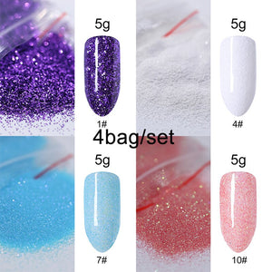 5g/Bag Glitter Nail Powder for DIY Nail Art Decoration Purple Blue Silver Nail Pigment Dust Tips Shining Shimmer Manicure