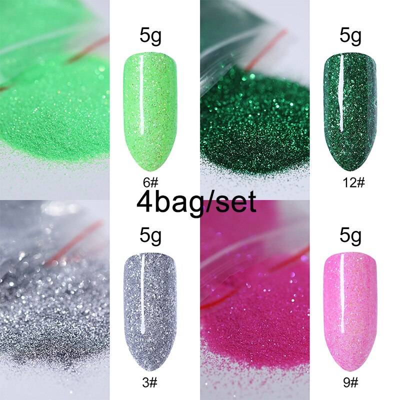 5g/Bag Glitter Nail Powder for DIY Nail Art Decoration Purple Blue Silver Nail Pigment Dust Tips Shining Shimmer Manicure