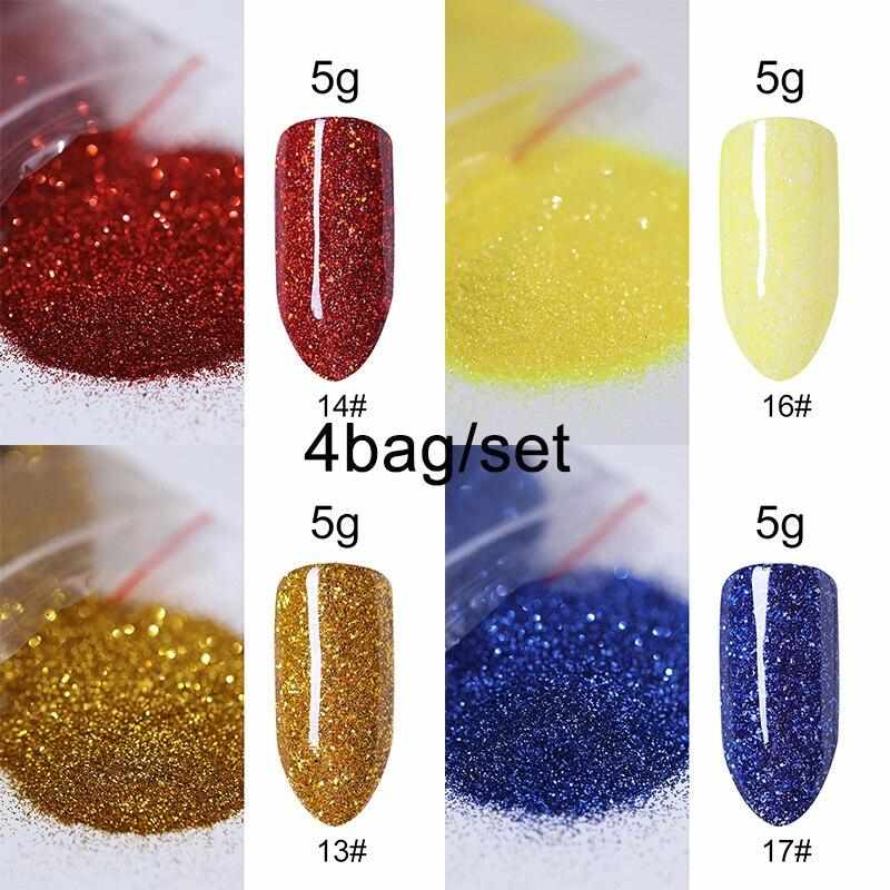 5g/Bag Glitter Nail Powder for DIY Nail Art Decoration Purple Blue Silver Nail Pigment Dust Tips Shining Shimmer Manicure