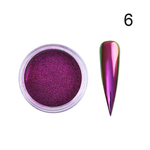 0.2g/Box Chameleon Mirror Laser Nail Glitter Powders Auroras Effect Nail Art Chrome Pigment Dust DIY Design Decoration