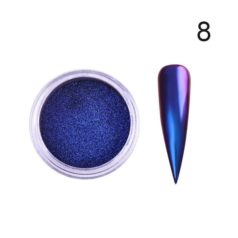 0.2g/Box Chameleon Mirror Laser Nail Glitter Powders Auroras Effect Nail Art Chrome Pigment Dust DIY Design Decoration