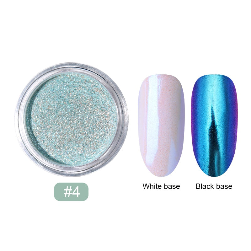 0.2g/Box Chameleon Mirror Laser Nail Glitter Powders Auroras Effect Nail Art Chrome Pigment Dust DIY Design Decoration