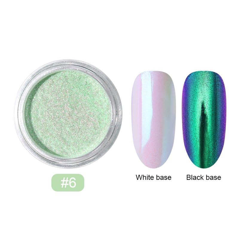 0.2g/Box Chameleon Mirror Laser Nail Glitter Powders Auroras Effect Nail Art Chrome Pigment Dust DIY Design Decoration