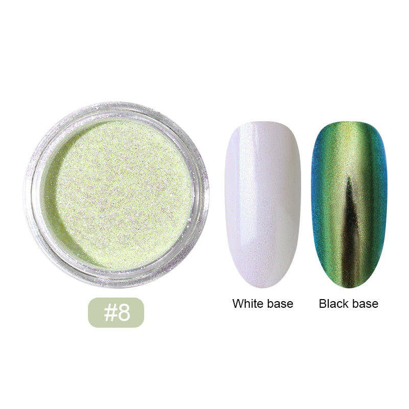 0.2g/Box Chameleon Mirror Laser Nail Glitter Powders Auroras Effect Nail Art Chrome Pigment Dust DIY Design Decoration