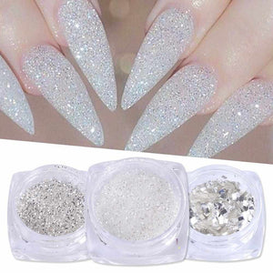 1g Nail Art Glitter Sequins 3D Gold Silver Hexagon Sequins Sparkly Flakies Rhinestone Sandy Powder Dust For Manicure JIS01-04