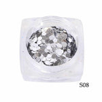 1g Nail Art Glitter Sequins 3D Gold Silver Hexagon Sequins Sparkly Flakies Rhinestone Sandy Powder Dust For Manicure JIS01-04