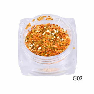 1g Nail Art Glitter Sequins 3D Gold Silver Hexagon Sequins Sparkly Flakies Rhinestone Sandy Powder Dust For Manicure JIS01-04