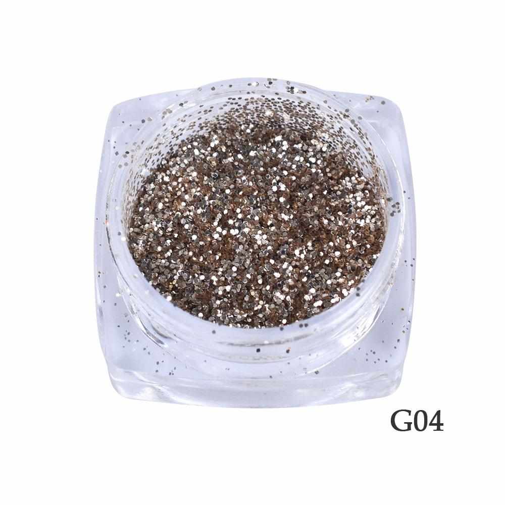 1g Nail Art Glitter Sequins 3D Gold Silver Hexagon Sequins Sparkly Flakies Rhinestone Sandy Powder Dust For Manicure JIS01-04