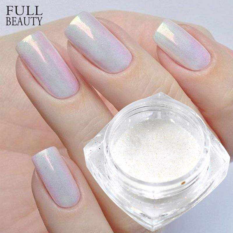 1g Mermaid Pigment Powder on nails White/Silver/Gold Super Shimmer Magic Nail Glitter Laser Manicure Decorations CHM05/09/10