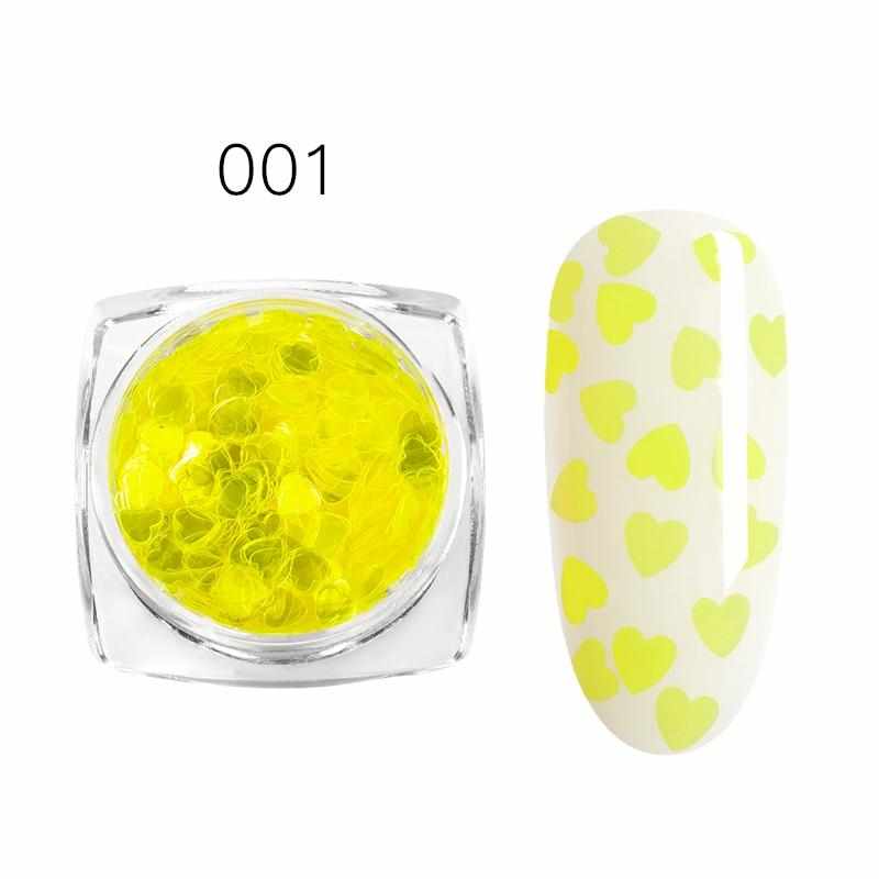 1g Fluorescent Luminous Nail Art Sequins Heart Shape Ultra-thin Luminous Nail Glitter Flakes Glow in the Dark