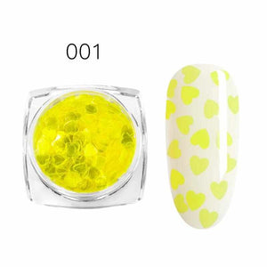 1g Fluorescent Luminous Nail Art Sequins Heart Shape Ultra-thin Luminous Nail Glitter Flakes Glow in the Dark