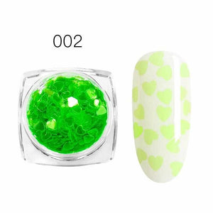 1g Fluorescent Luminous Nail Art Sequins Heart Shape Ultra-thin Luminous Nail Glitter Flakes Glow in the Dark