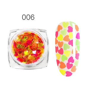 1g Fluorescent Luminous Nail Art Sequins Heart Shape Ultra-thin Luminous Nail Glitter Flakes Glow in the Dark