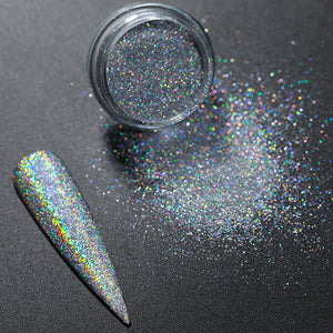 Gradient Shiny Nail Glitter Set Powder Laser Sparkly Manicure Nail Art Chrome Pigment Silver DIY Nail Art Decoration Kit