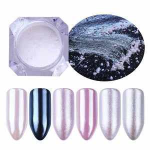 1 Box Pearl Nail Glitter Shiny Mirror Matte Shell White Purple Blue Nail Art Pigment Dust Powder Manicure Nail Decorations