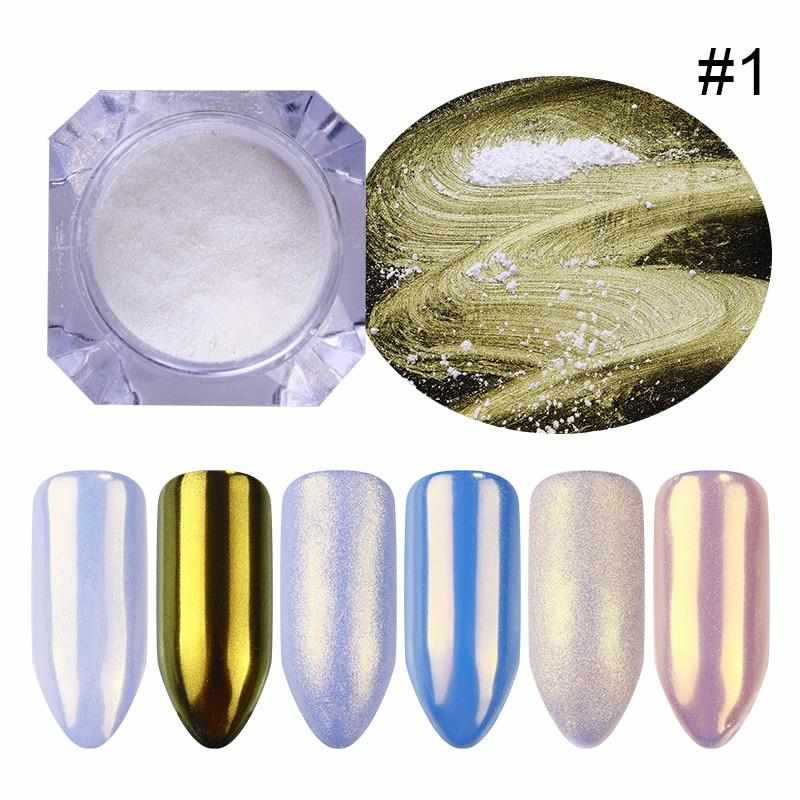 1 Box Pearl Nail Glitter Shiny Mirror Matte Shell White Purple Blue Nail Art Pigment Dust Powder Manicure Nail Decorations