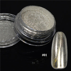 1pcs Silver Mirror Magic Pigment Powder Manicure Dust Shiny Gel Polish Nail Art Glitter Chrome Powder Flake Decorations BE04S-1