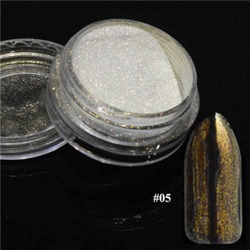 1pcs Silver Mirror Magic Pigment Powder Manicure Dust Shiny Gel Polish Nail Art Glitter Chrome Powder Flake Decorations BE04S-1