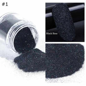 1 Box Black White Nail Glitter Dipping Powder Shiny Pigment Dust Laser Sugar Nail Art Sequins Glitters Decorations Manicure TRMN