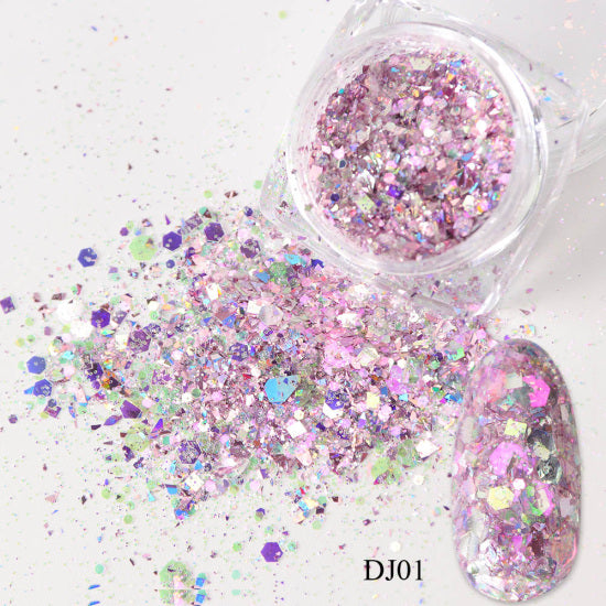 1 Box Nail Mermaid Glitter Flakes Sparkly 3D Hexagon Colorful Sequins Spangles Polish Manicure Nails Art Decorations TRDJ01-12