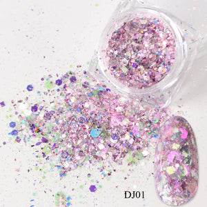 1 Box Nail Mermaid Glitter Flakes Sparkly 3D Hexagon Colorful Sequins Spangles Polish Manicure Nails Art Decorations TRDJ01-12