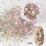 1 Box Nail Mermaid Glitter Flakes Sparkly 3D Hexagon Colorful Sequins Spangles Polish Manicure Nails Art Decorations TRDJ01-12