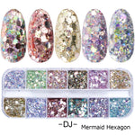 1 Box Nail Mermaid Glitter Flakes Sparkly 3D Hexagon Colorful Sequins Spangles Polish Manicure Nails Art Decorations TRDJ01-12