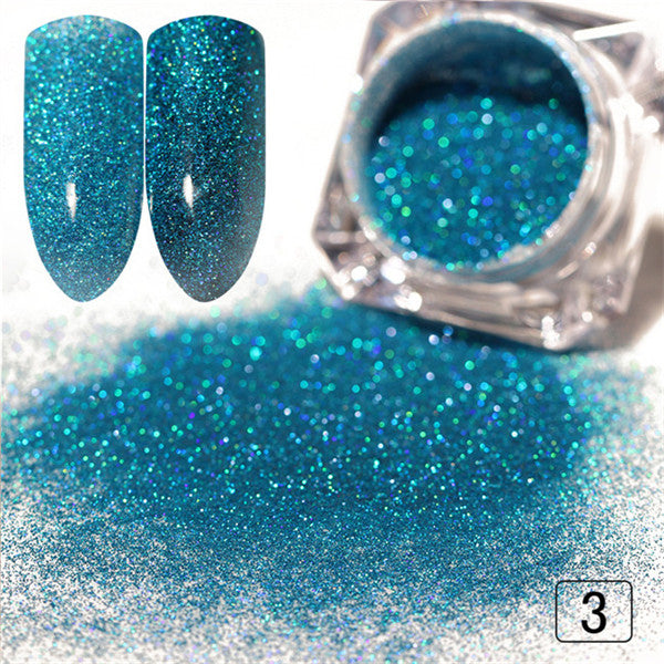 1 Box Holographic Nail Glitter Powder Pigment Chrome Shining Silver Nail Dust for Nail Tips Nail Art Decoration Pigment