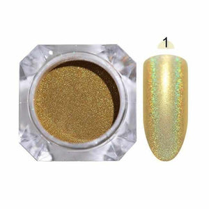 1 Box Holographic Nail Glitter Powder Pigment Chrome Shining Silver Nail Dust for Nail Tips Nail Art Decoration Pigment