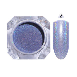 1 Box Holographic Nail Glitter Powder Pigment Chrome Shining Silver Nail Dust for Nail Tips Nail Art Decoration Pigment