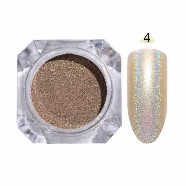 1 Box Holographic Nail Glitter Powder Pigment Chrome Shining Silver Nail Dust for Nail Tips Nail Art Decoration Pigment