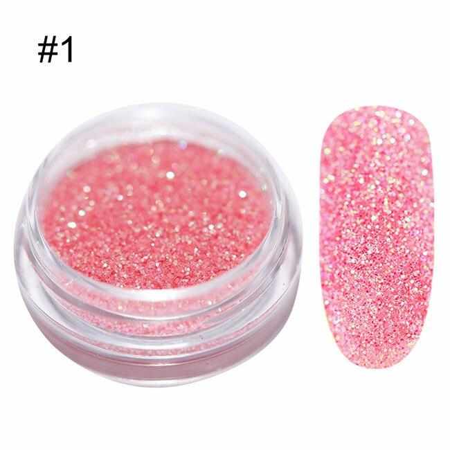 1 Box Holographic Nail Glitter Powder Pigment Chrome Shining Silver Nail Dust for Nail Tips Nail Art Decoration Pigment