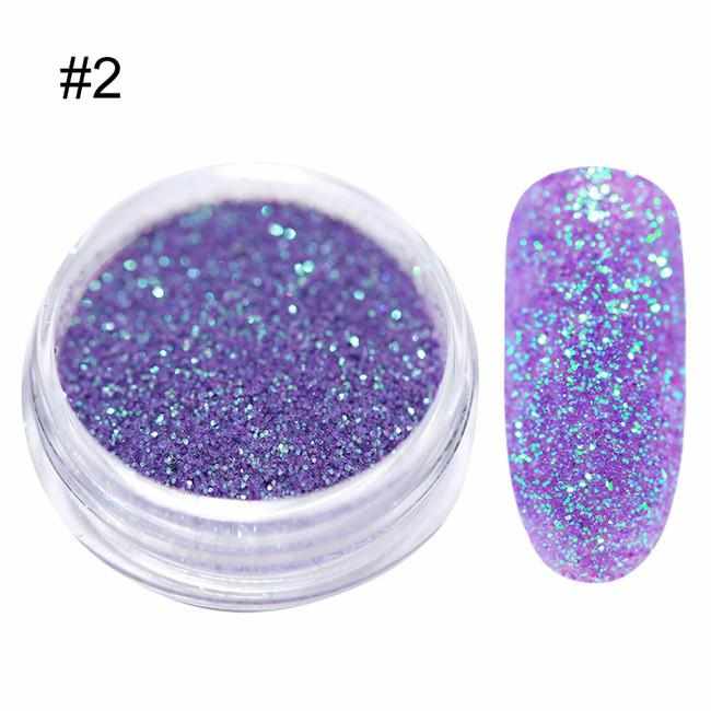 1 Box Holographic Nail Glitter Powder Pigment Chrome Shining Silver Nail Dust for Nail Tips Nail Art Decoration Pigment