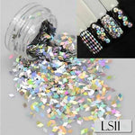 1 Bottle Laser Silver Nail Glitter Sequins Dust Mixed Rhombus Shape Tips DIY Charm Polish Flakes Decorations Manicure SALS01-16