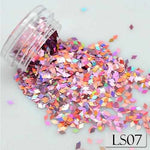 1 Bottle Laser Silver Nail Glitter Sequins Dust Mixed Rhombus Shape Tips DIY Charm Polish Flakes Decorations Manicure SALS01-16