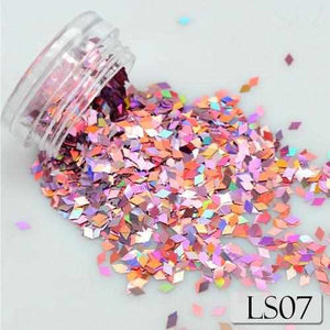 1 Bottle Laser Silver Nail Glitter Sequins Dust Mixed Rhombus Shape Tips DIY Charm Polish Flakes Decorations Manicure SALS01-16