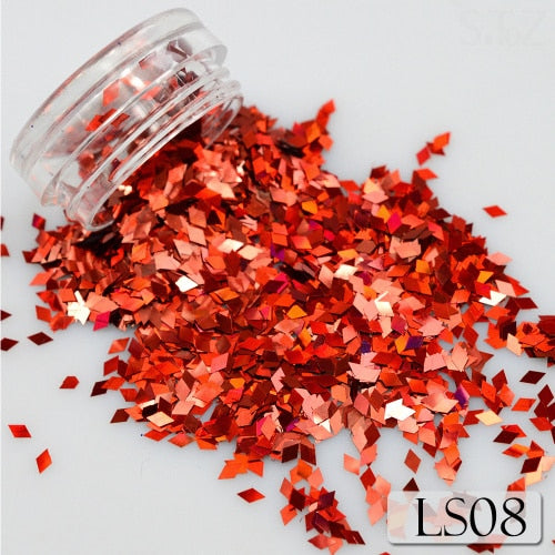 1 Bottle Laser Silver Nail Glitter Sequins Dust Mixed Rhombus Shape Tips DIY Charm Polish Flakes Decorations Manicure SALS01-16