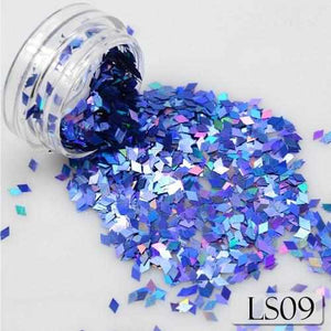 1 Bottle Laser Silver Nail Glitter Sequins Dust Mixed Rhombus Shape Tips DIY Charm Polish Flakes Decorations Manicure SALS01-16