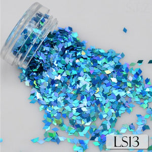 1 Bottle Laser Silver Nail Glitter Sequins Dust Mixed Rhombus Shape Tips DIY Charm Polish Flakes Decorations Manicure SALS01-16