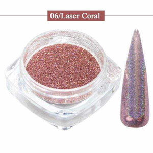 Holographic Laser Glitter Powder Nail Pigment Powder Gradient Mirror Effect Nail Art Chrome Sequins Shining Polish Dust CH1028