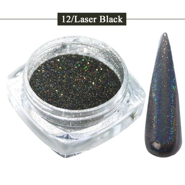 Holographic Laser Glitter Powder Nail Pigment Powder Gradient Mirror Effect Nail Art Chrome Sequins Shining Polish Dust CH1028