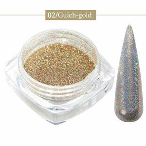 Holographic Laser Glitter Powder Nail Pigment Powder Gradient Mirror Effect Nail Art Chrome Sequins Shining Polish Dust CH1028