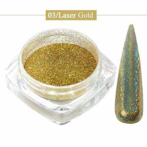 Holographic Laser Glitter Powder Nail Pigment Powder Gradient Mirror Effect Nail Art Chrome Sequins Shining Polish Dust CH1028