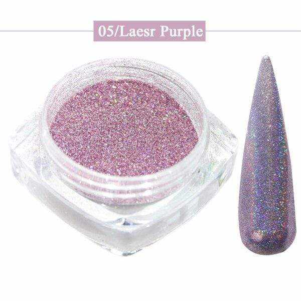 Holographic Laser Glitter Powder Nail Pigment Powder Gradient Mirror Effect Nail Art Chrome Sequins Shining Polish Dust CH1028